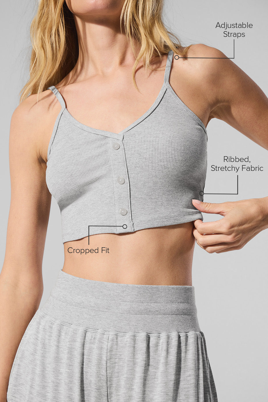 Ribbed Delicate Lounge Tank - Athletic Heather Grey - Image 2