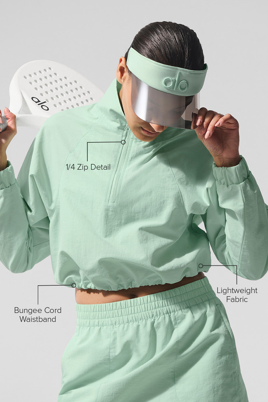 Cropped 1/4 Zip Alumni Pullover - Spearmint - Image 2