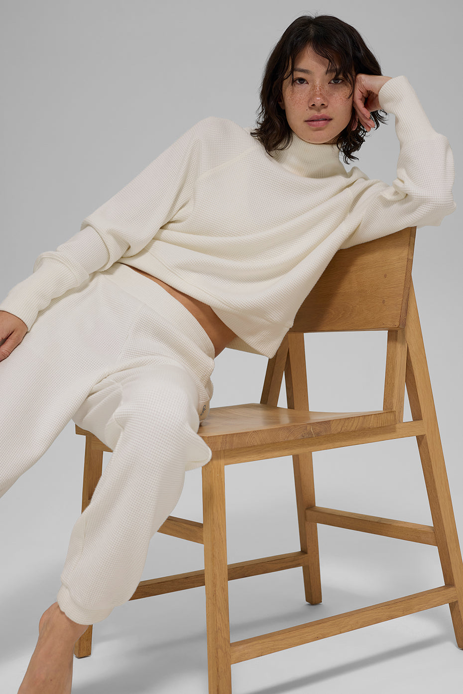 Waffle Weekend Escape Mock Neck Long Sleeve - Ivory - Image 5