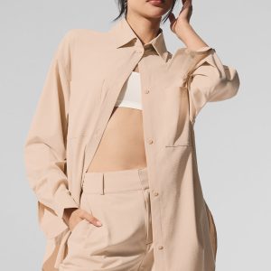 Dreamscape Button Down Long Sleeve - Macadamia