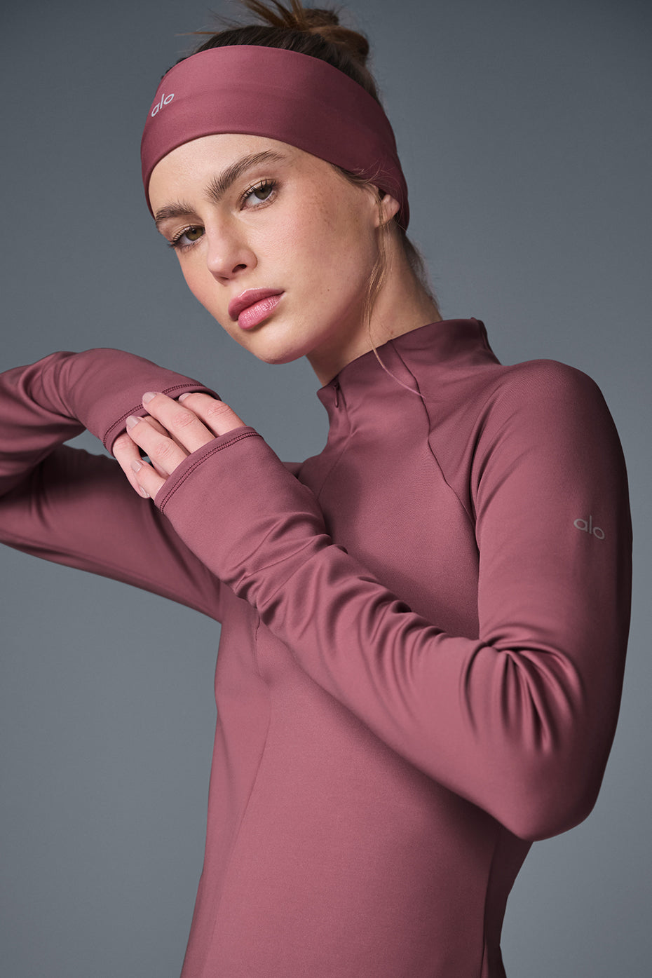 Airlift Winter Warm 1/4 Zip Long Sleeve - Burgundy Truffle - Image 2