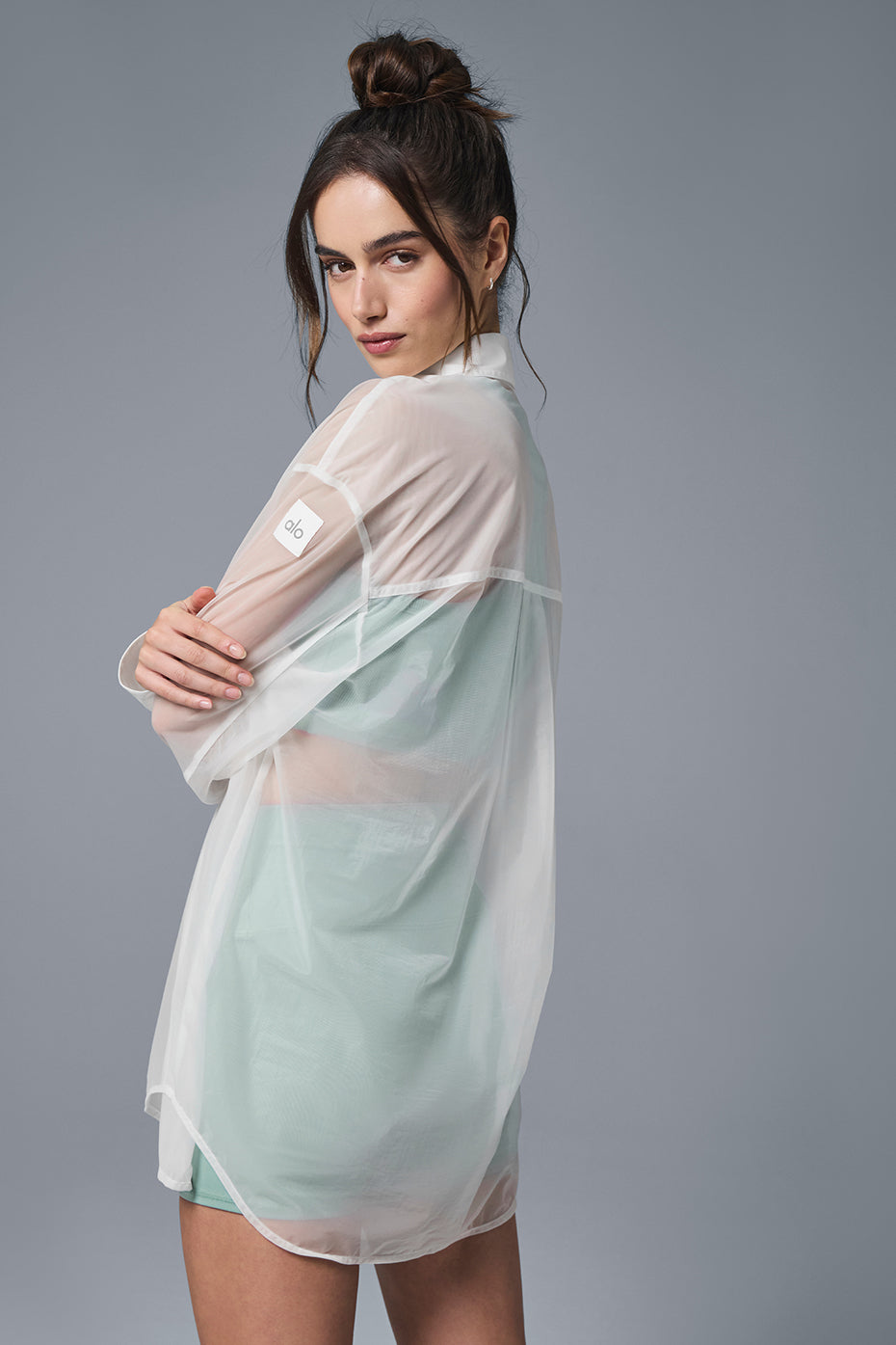 Sheer Effusion Button Down Long Sleeve - White - Image 2