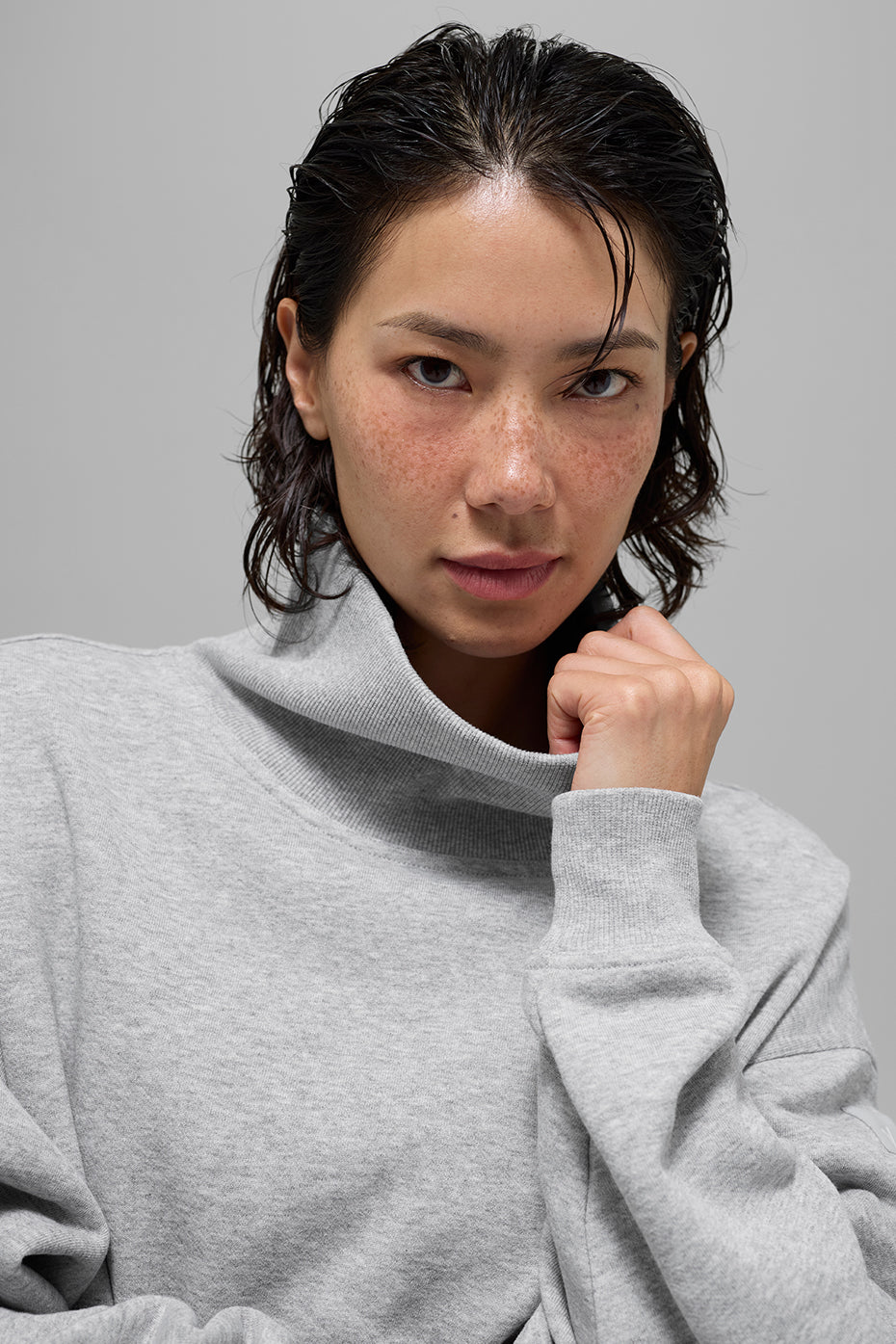 Hazy Mock Neck Pullover - Athletic Heather Grey - Image 5