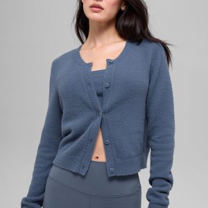 Snuggle Up Sweater Cropped Cardigan - Bluestone