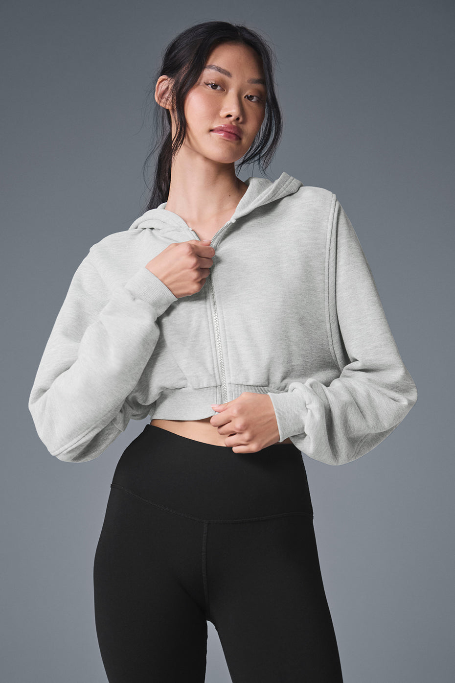 Sweet Escape Zip Up Hoodie - Athletic Heather Grey - Image 2
