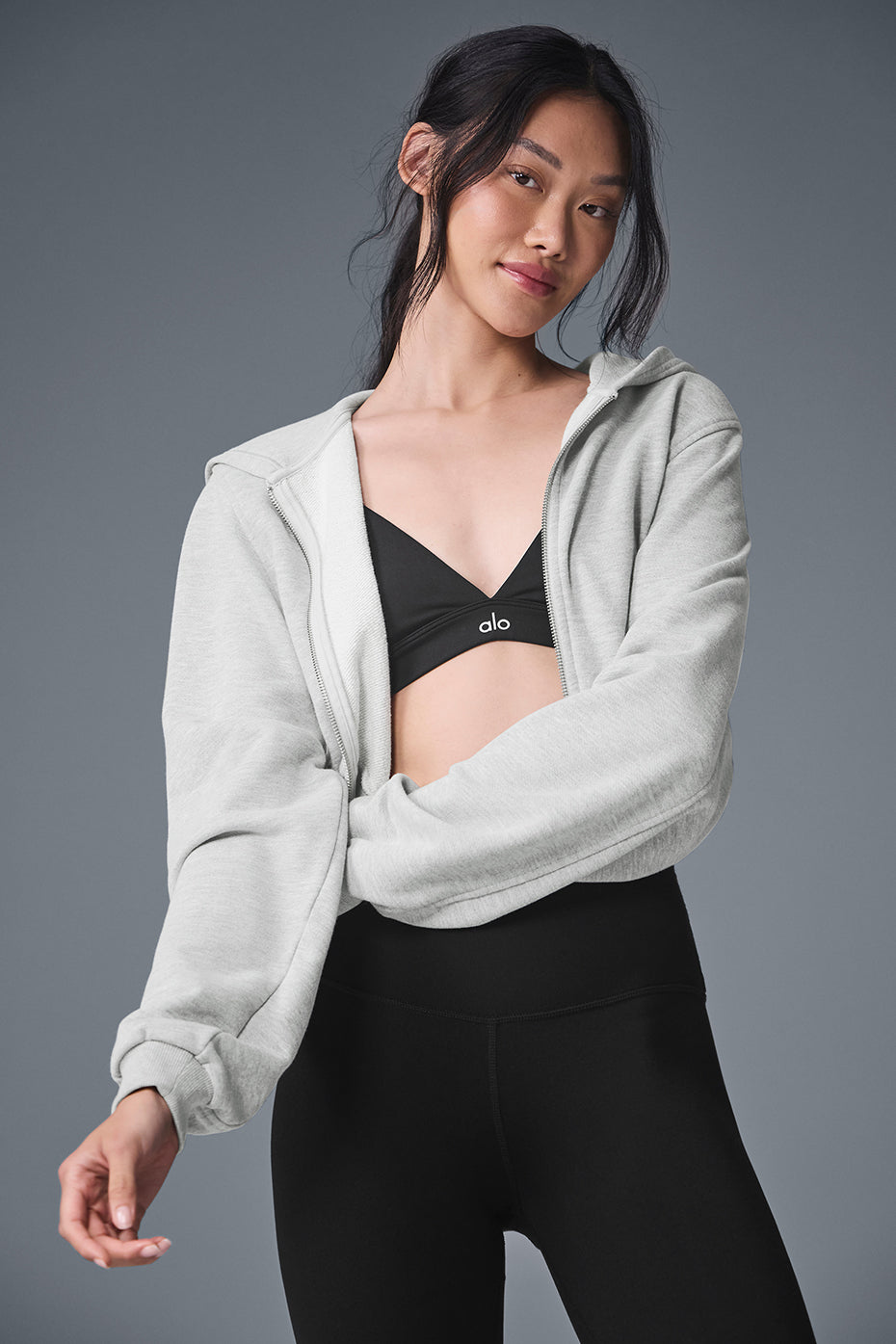 Sweet Escape Zip Up Hoodie - Athletic Heather Grey - Image 4