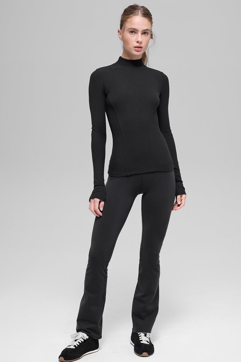 Ribbed Mesmerize Mock Neck Long Sleeve - Black - Image 4