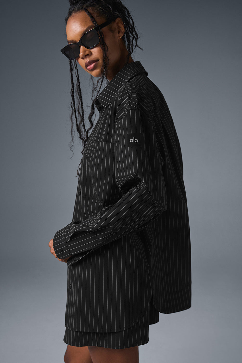 Pinstripe Daylight Button Down Long Sleeve - Black/Titanium - Image 3