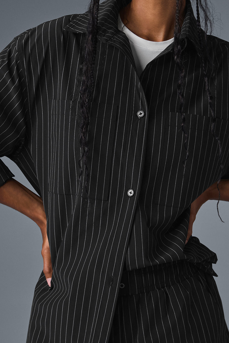 Pinstripe Daylight Button Down Long Sleeve - Black/Titanium - Image 4
