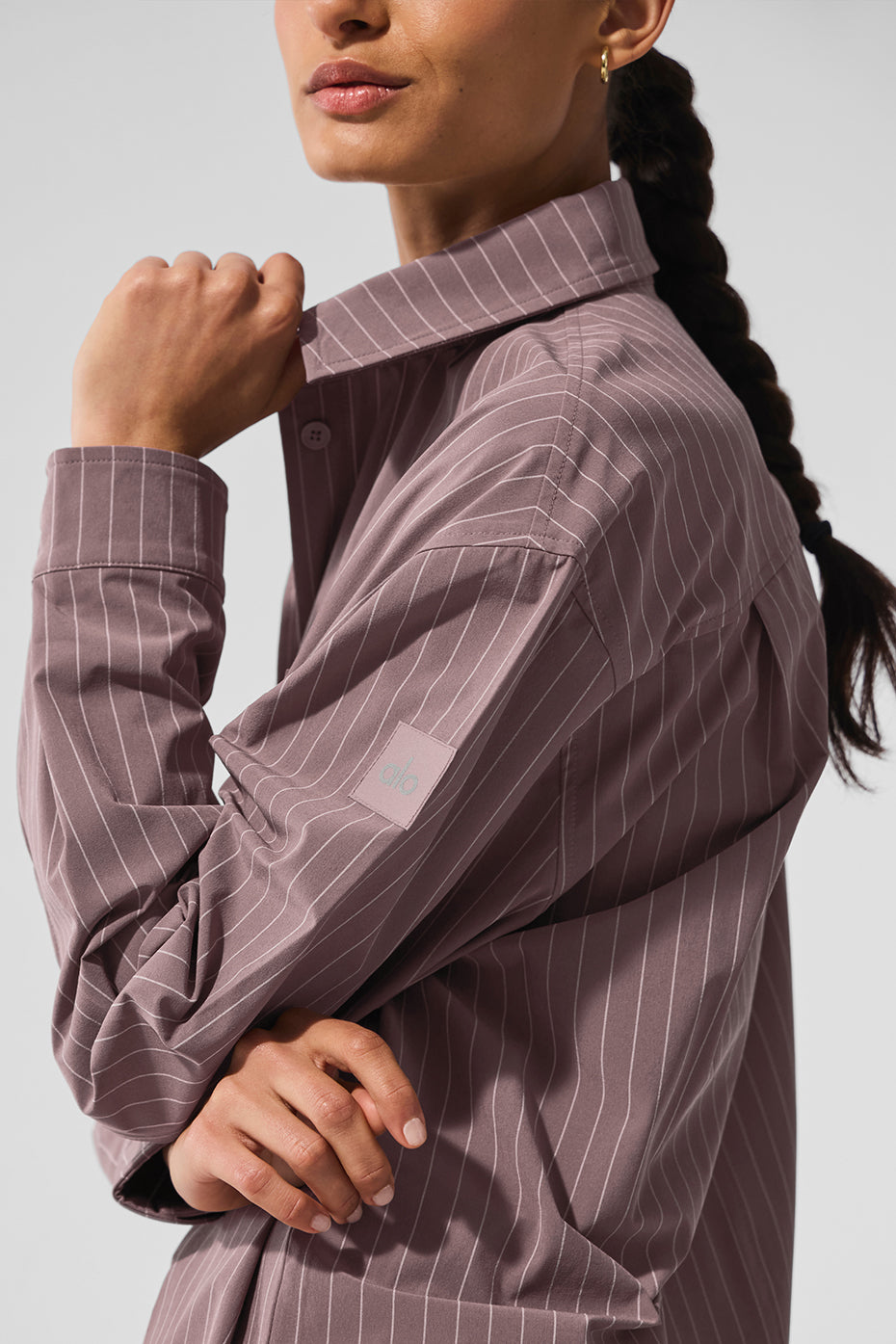 Pinstripe Daylight Button Down Long Sleeve - Mushroom/Ivory - Image 4