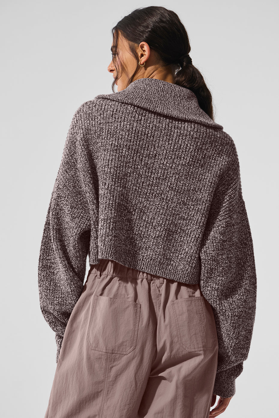 Marl Sweater 1/4 Zip Pullover - Mushroom Marl - Image 3