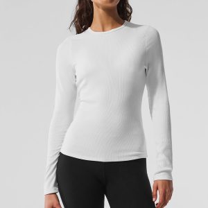 Ribbed Modal Long Sleeve - White
