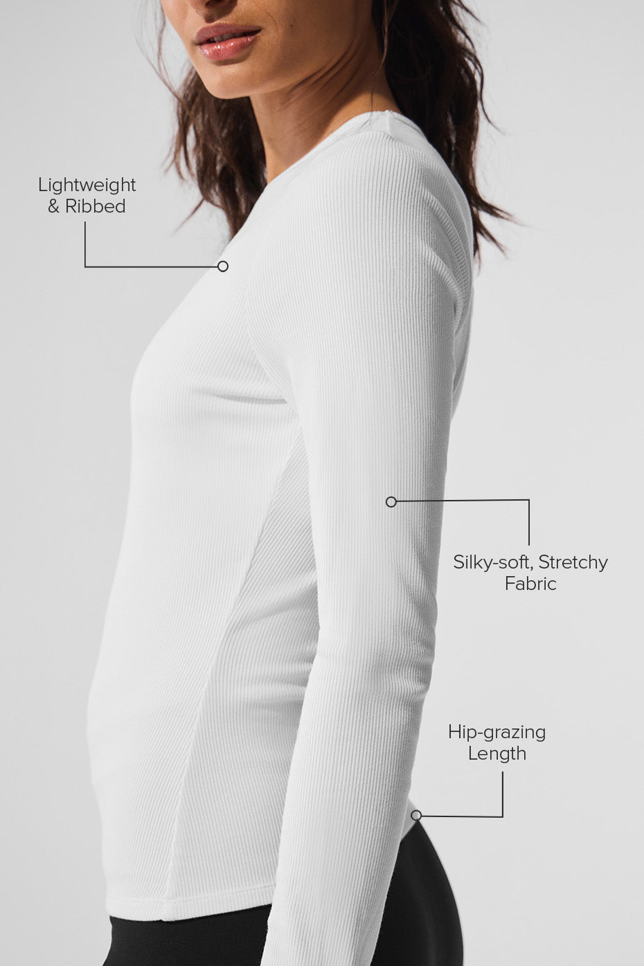 Ribbed Modal Long Sleeve - White - Image 2