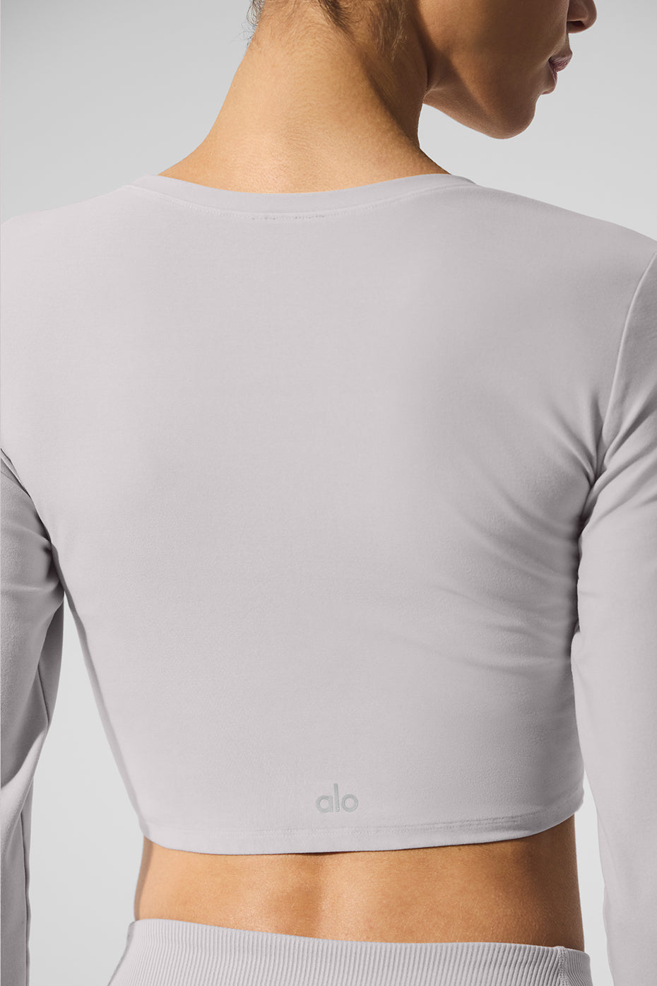 Washed Alosoft Crop Finesse Long Sleeve - Grey Sky Wash - Image 5