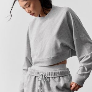 Cropped Sway Crew Neck Pullover - Athletic Heather Grey