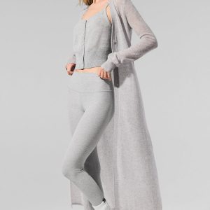 Sheer Cashmere Long Cardigan - Athletic Heather Grey