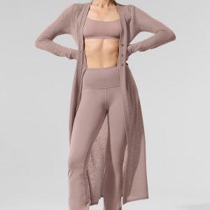 Sheer Cashmere Long Cardigan - Taupe