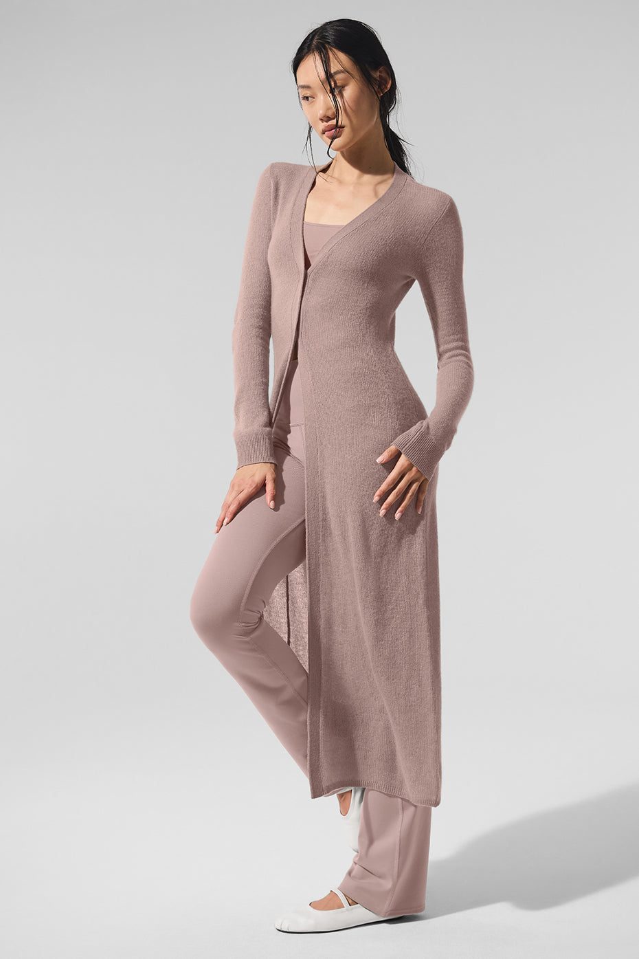 Sheer Cashmere Long Cardigan - Taupe - Image 6
