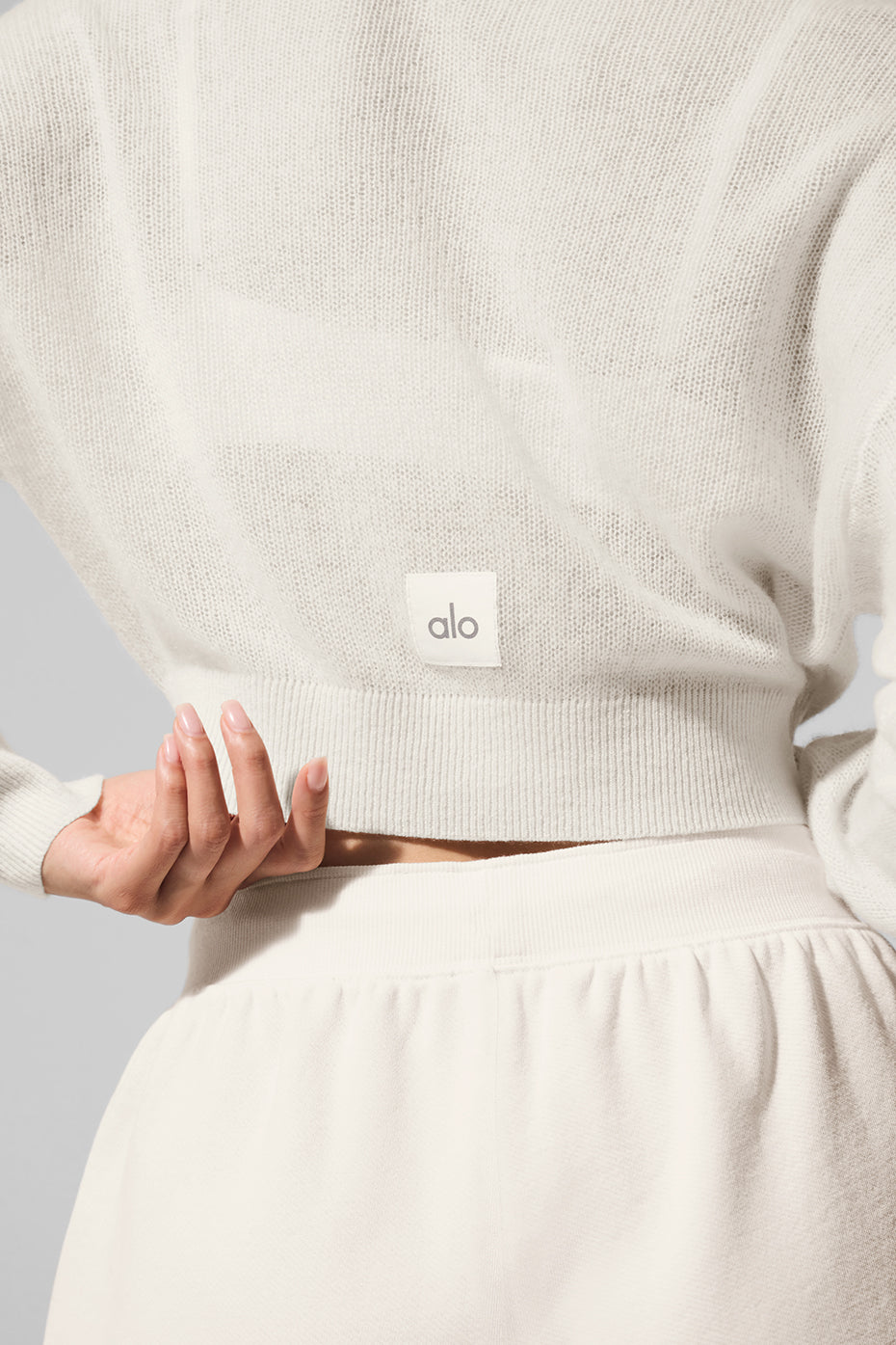 Sheer Cashmere Cropped Cardigan - Ivory - Image 5