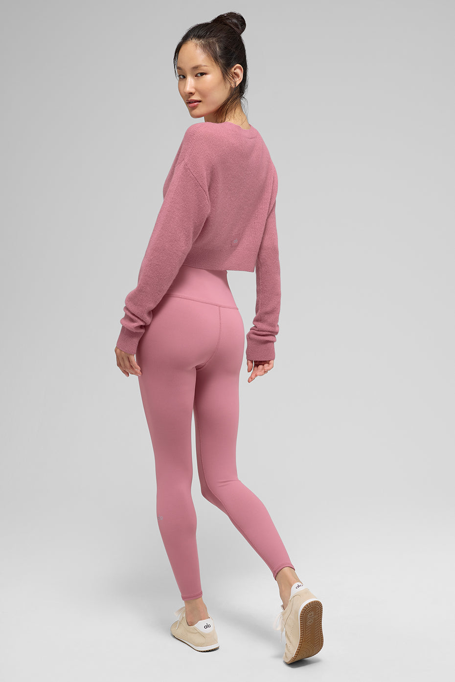 Sheer Cashmere Cropped Cardigan - Pink Wild Rose - Image 4