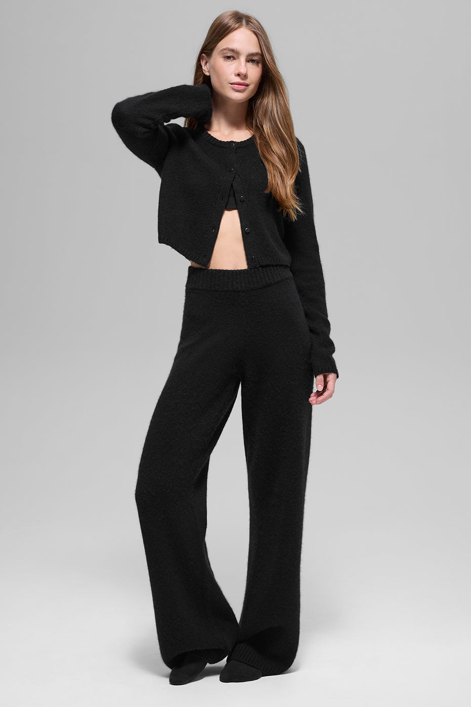Cashmere New Class Cropped Cardigan - Black - Image 4