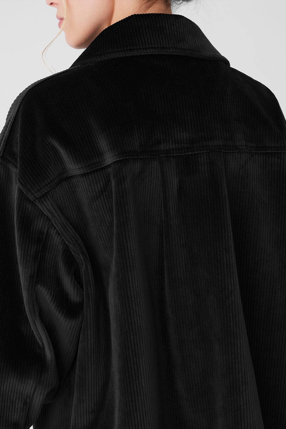 Ribbed Velour Mountain Side Shacket - Black - Image 4