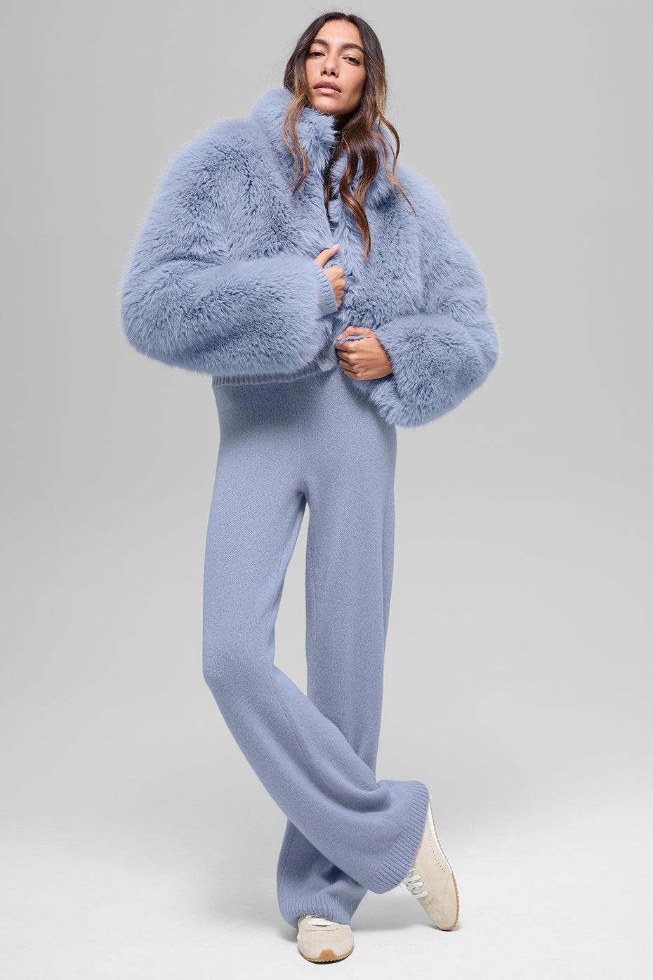 Opulent Faux Fur Cropped Jacket - Winter Frost - Image 6