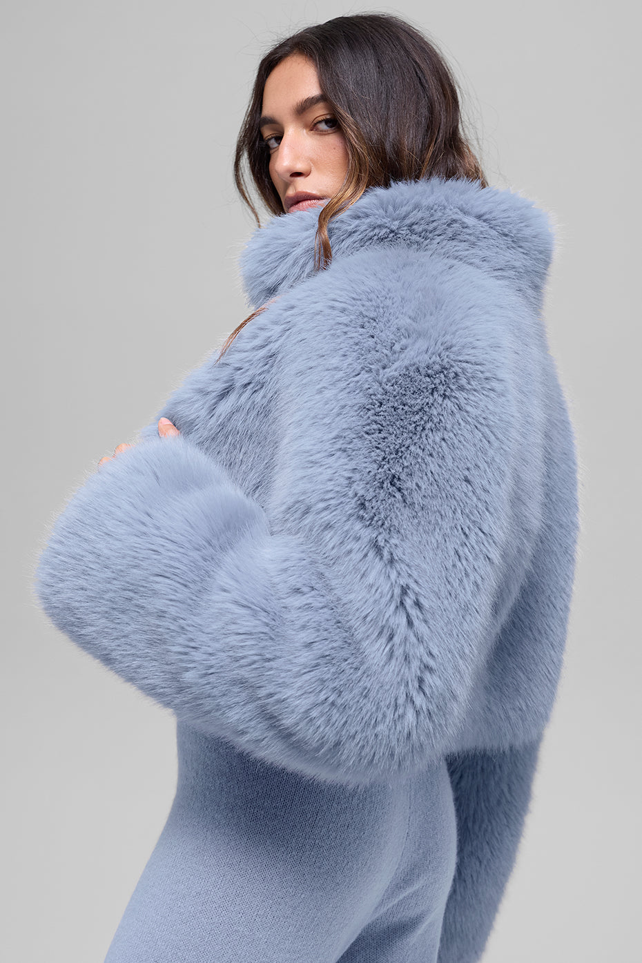Opulent Faux Fur Cropped Jacket - Winter Frost - Image 4