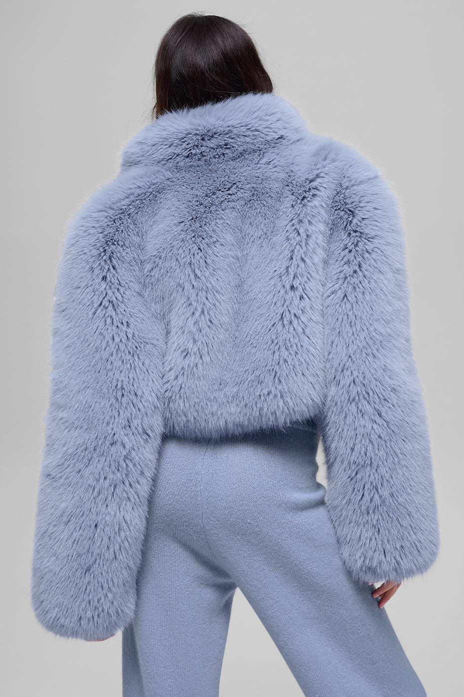 Opulent Faux Fur Cropped Jacket - Winter Frost - Image 3