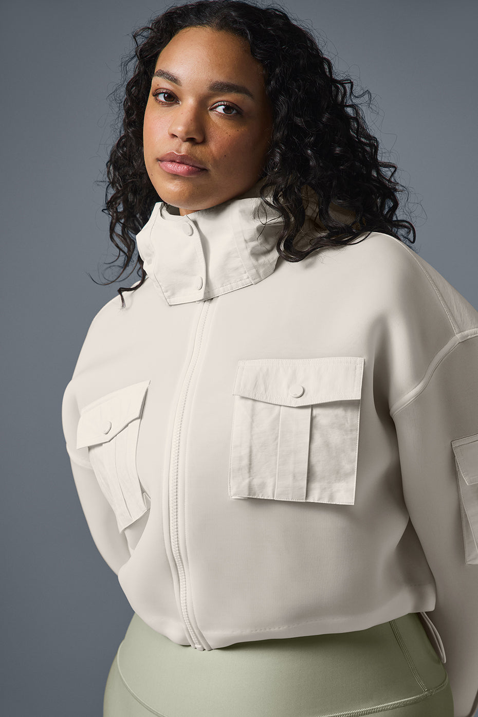 Cropped Engage Cargo Parka - Ivory - Image 8