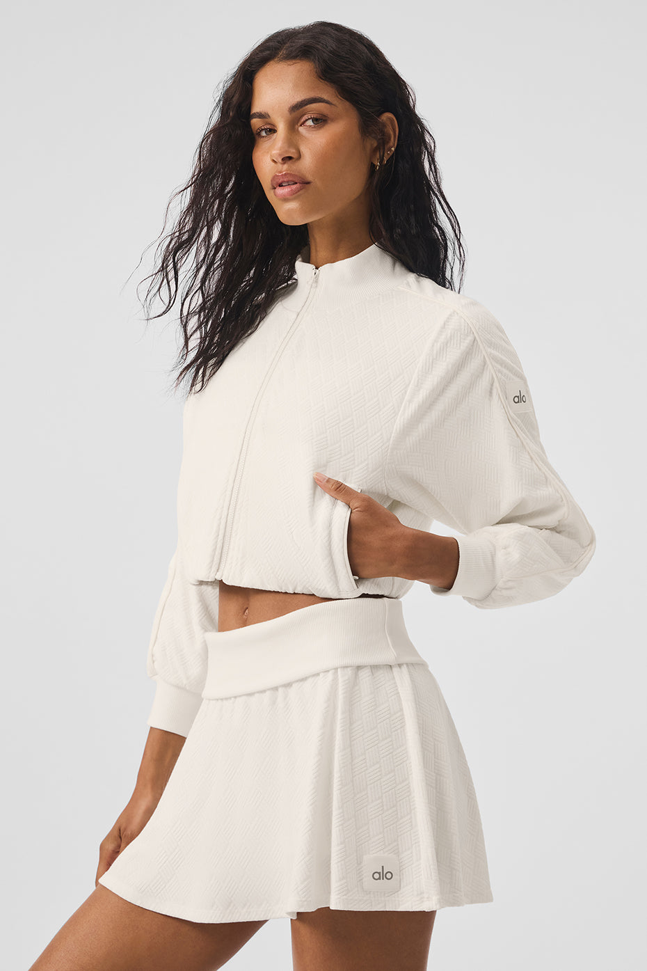 Cropped Doubles Only Full Zip Jacket - Ivory - Image 3