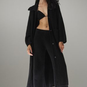 Cashmere Northstar Long Cardigan - Black