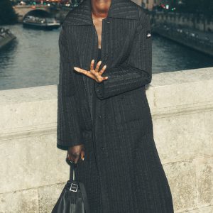 Quilted Skyline Long Coat - Black