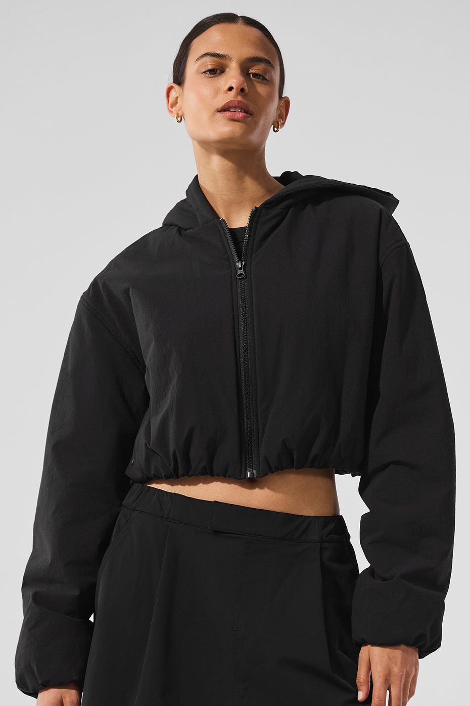 Cropped Mountain Peak Full-Zip Hoodie - Black - Image 3