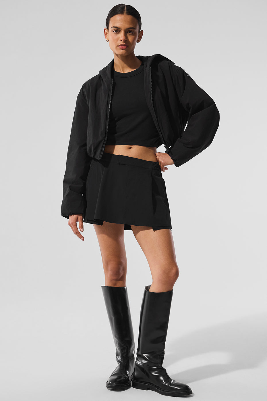 Cropped Mountain Peak Full-Zip Hoodie - Black - Image 5