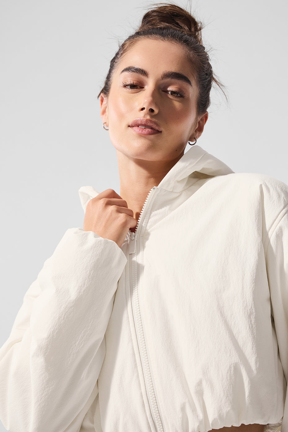 Cropped Mountain Peak Full-Zip Hoodie - Ivory - Image 4