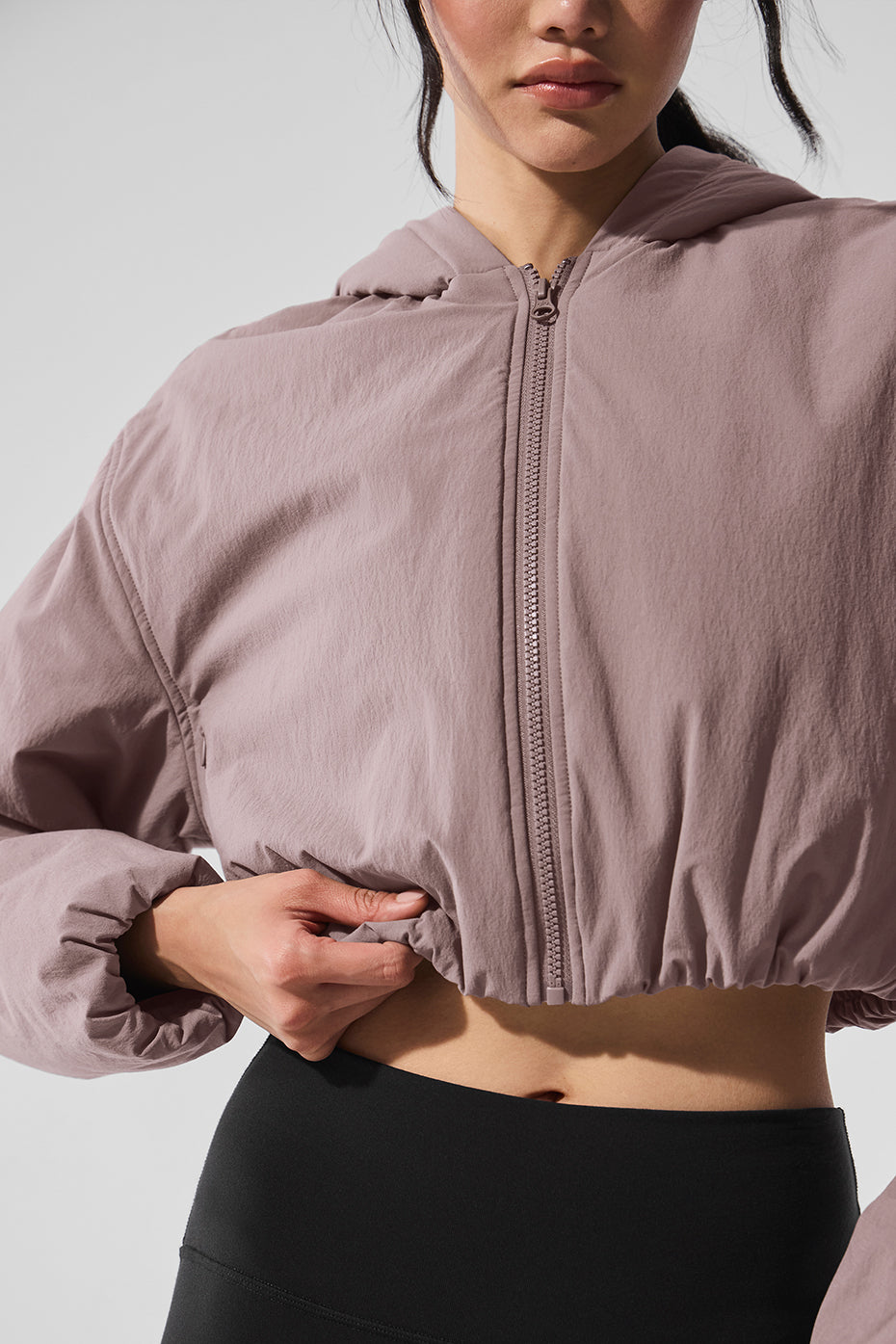 Cropped Mountain Peak Full-Zip Hoodie - Mushroom - Image 4