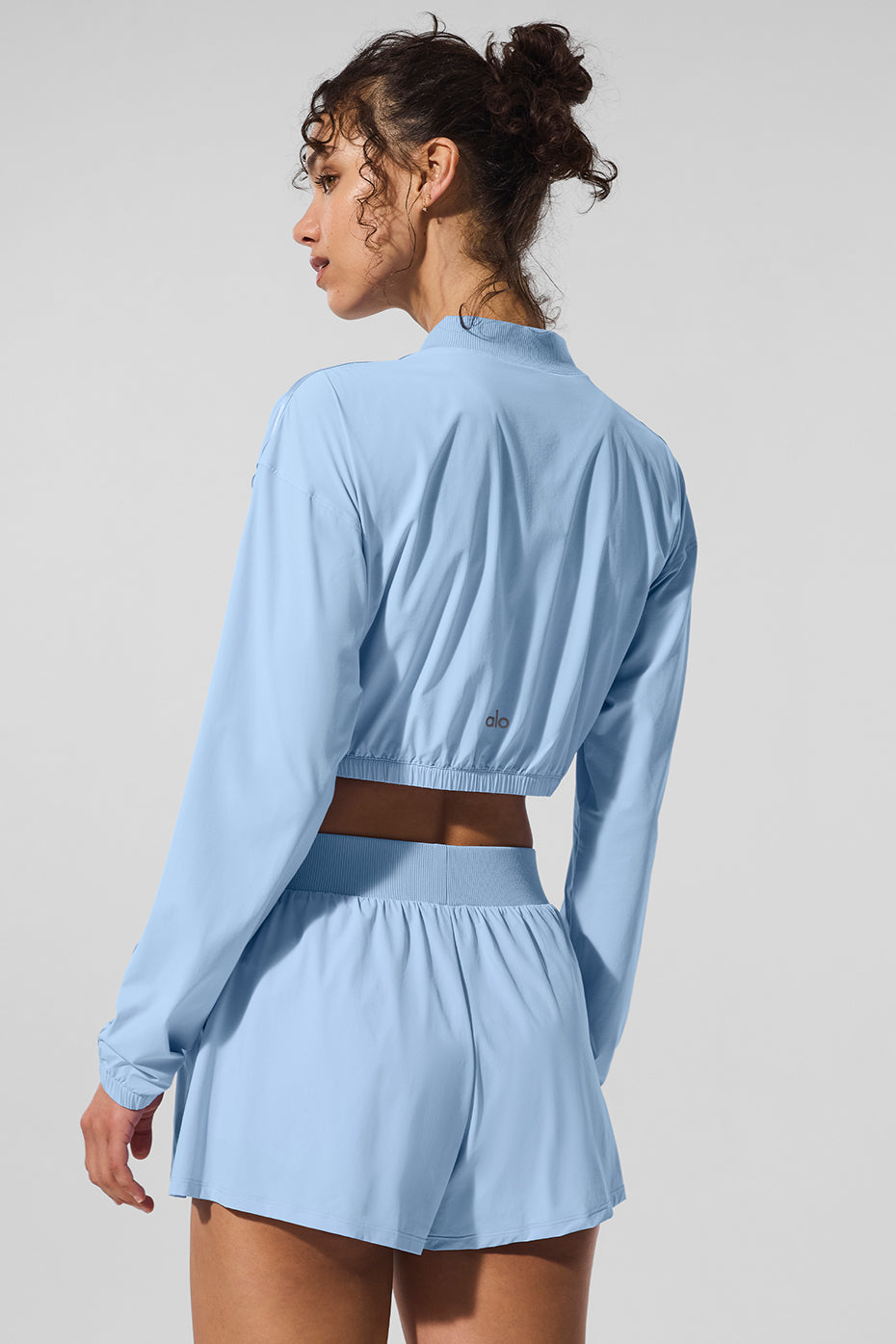 Cropped Breezy Full-Zip Cover Up - Seashell Blue - Image 3