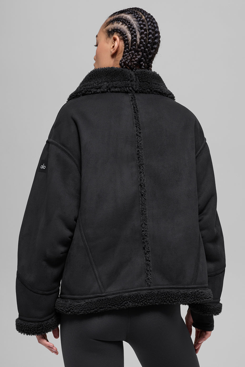 Faux Shearling Grand Jacket - Black - Image 3