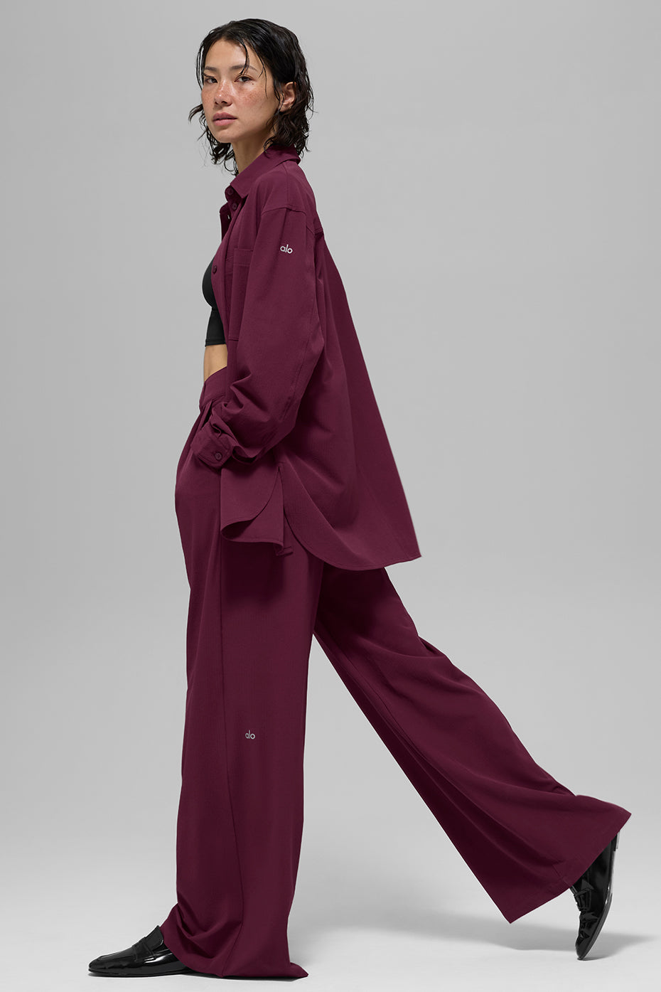 High-Waist Dreamscape Trouser (Long) - Burgundy - Image 5