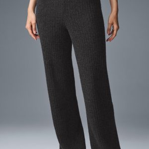 Cashmere High-Waist Plush Waffle Pant - Dark Heather Grey