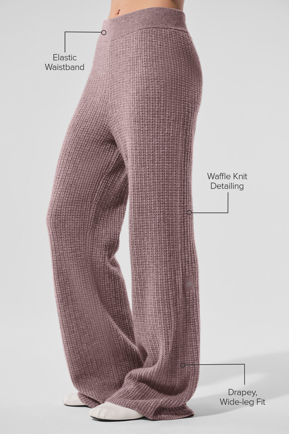 Cashmere High-Waist Plush Waffle Pant - Mushroom Heather - Image 2