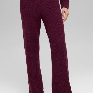 Cashmere High-Waist Plush Waffle Pant - Burgundy