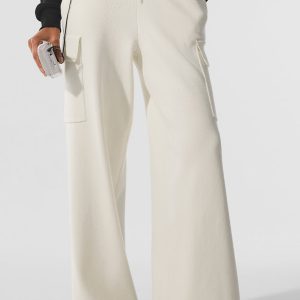Scholar Knit High-Waist Cargo Pant - Ivory