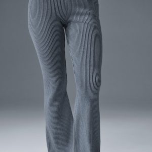 Denim Knit High-Waist Flare Pant - Steel Grey/Anthracite