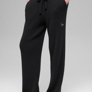 Snuggle Up Sweater High-Waist Wide Leg Pant - Black