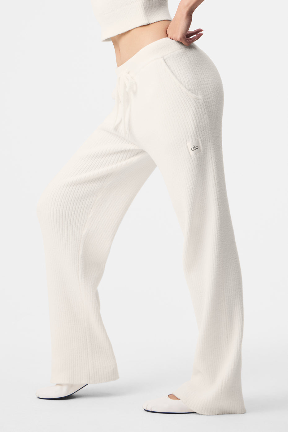 Snuggle Up Sweater High-Waist Wide Leg Pant - Ivory - Image 4
