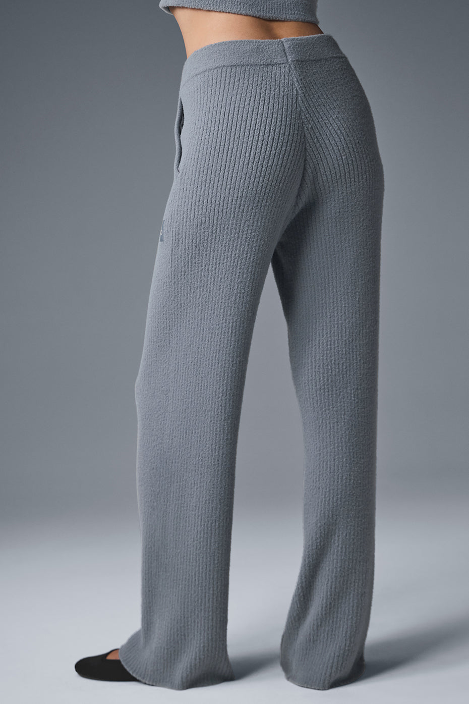 Snuggle Up Sweater High-Waist Wide Leg Pant - Steel Grey - Image 2