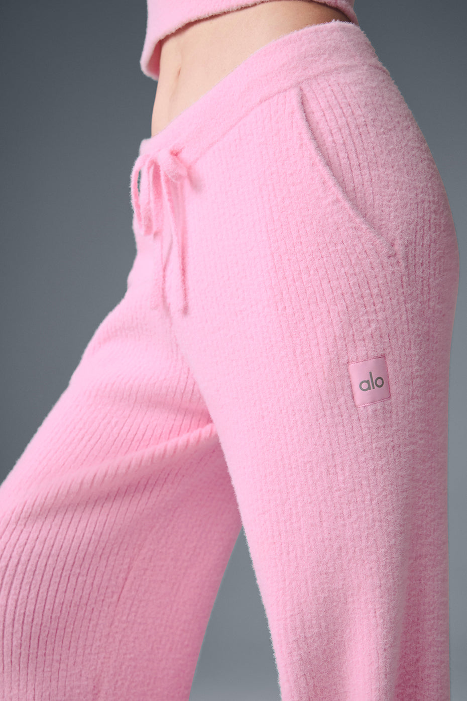 Snuggle Up Sweater High-Waist Wide Leg Pant - Sweet Pink - Image 2