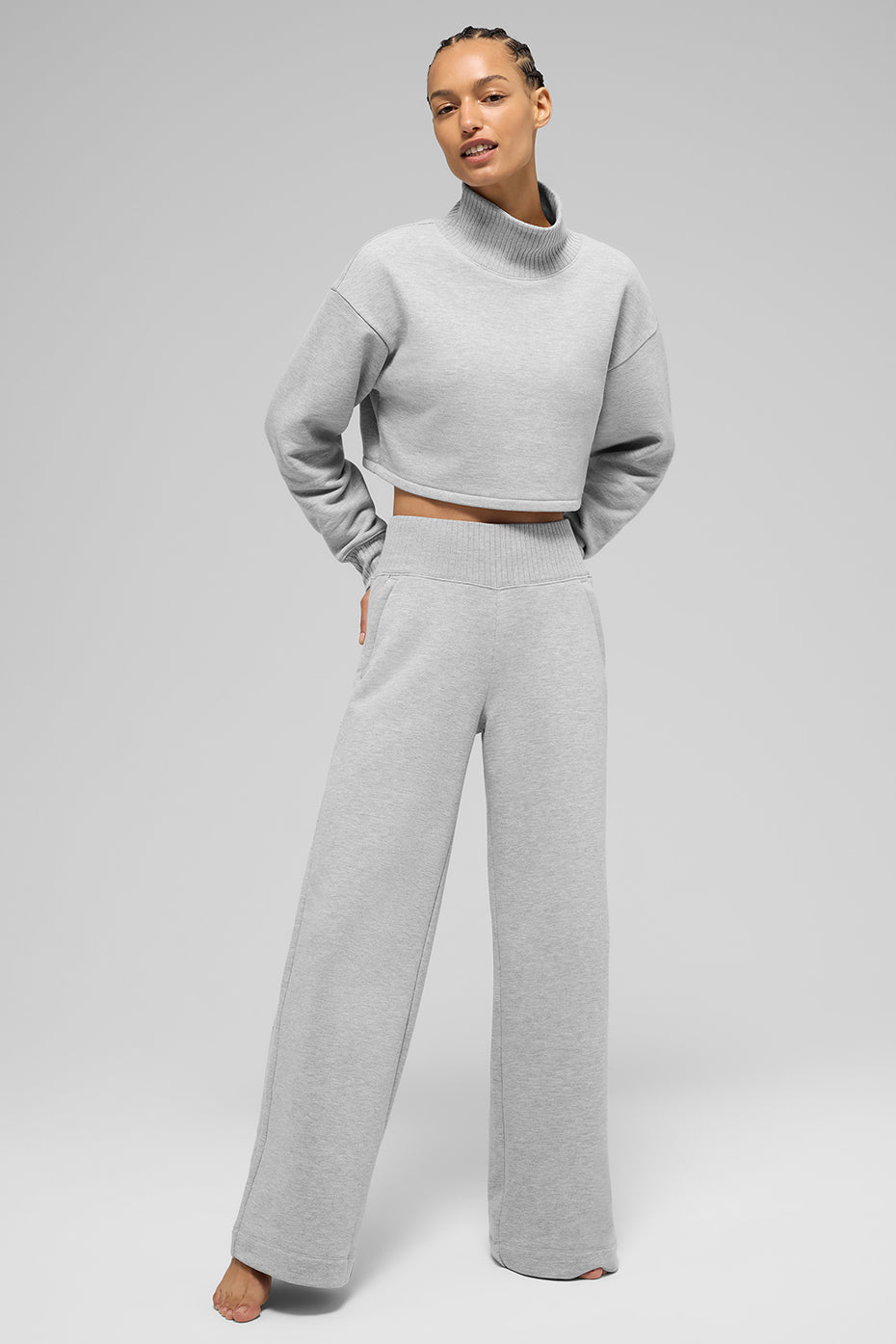 Serenity Wide Leg Sweatpant - Athletic Heather Grey - Image 6